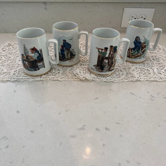 Set of 4 Norman Rockwell Coffee Mugs - Picture 1 of 9
